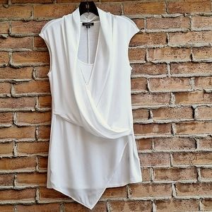 le chateau Sleeveles Stretchy Top with Gorgette Asimetrical Drape